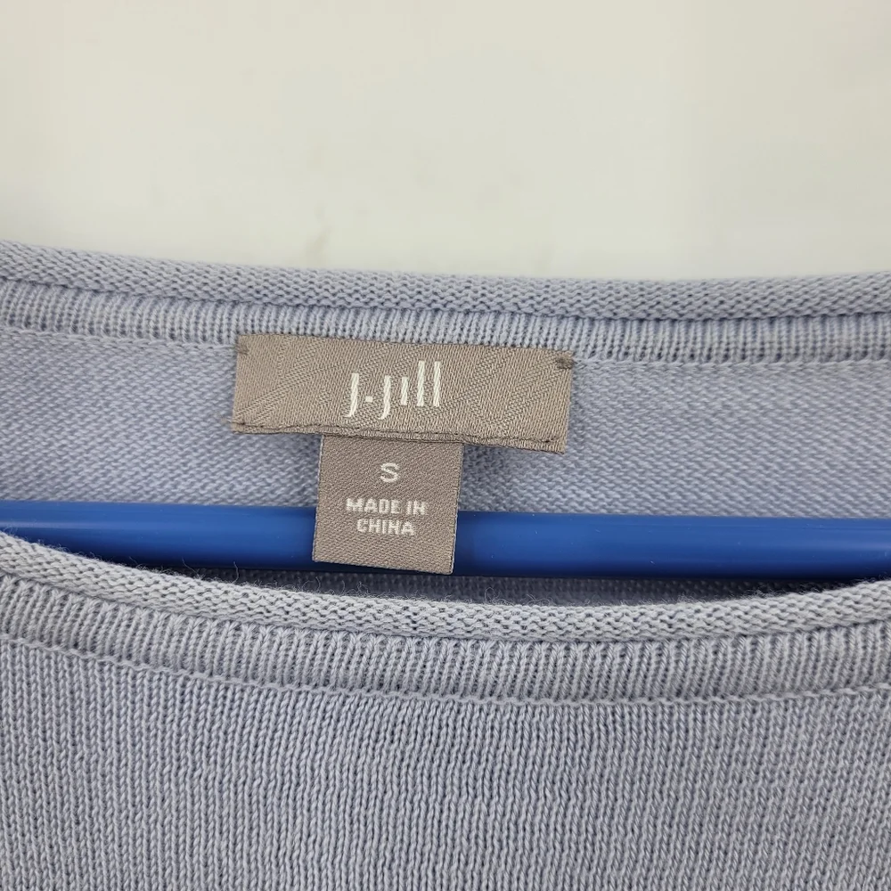 J Jill Sweater Womens Knit Wide Neck Light Blue 100% Cotton Top Classic Sz Small